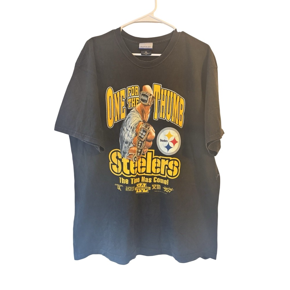 Steelers "One For The Thumb" (2011) Reebok TShirt Mens XL 100% Cotton Super Bowl